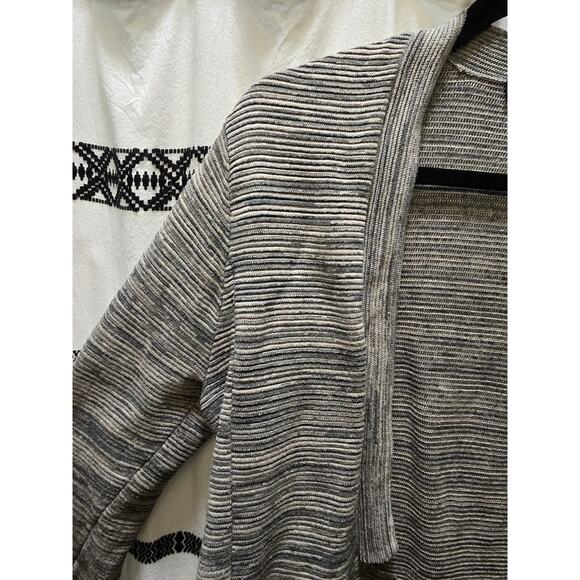 Eileen Fisher gray heather ribbed knit cotton blend open cardigan medium - Picture 4 of 12